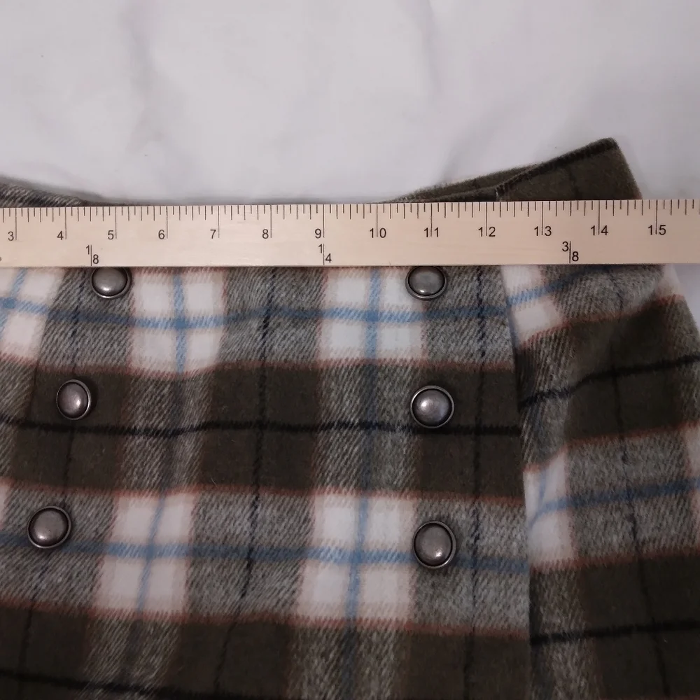 Forever 21 Green Blue Cream Plaid Faux Wrap Skort Size Medium